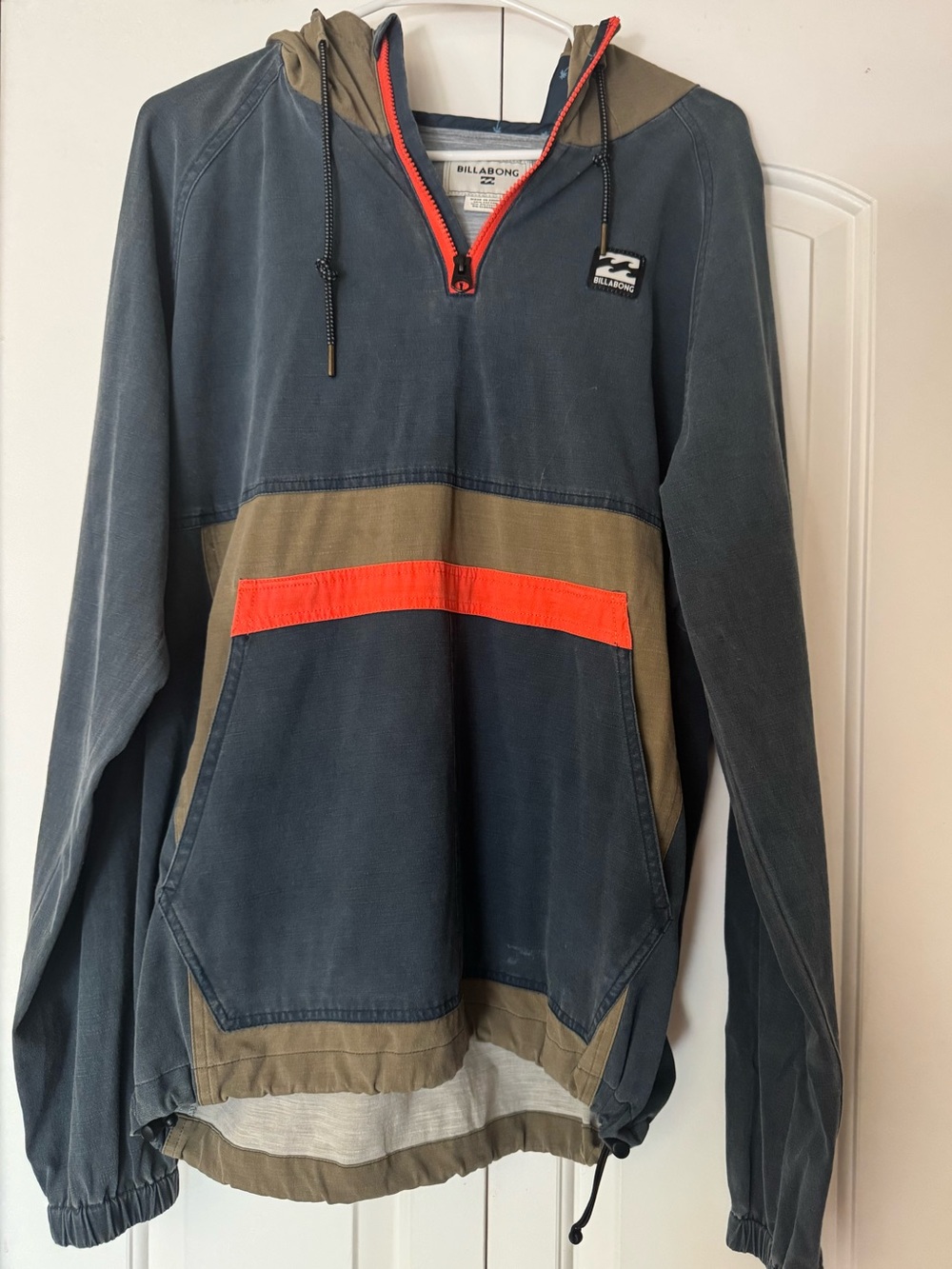 Billabong Men's Zip Pullover in Navy, Olive & Orange